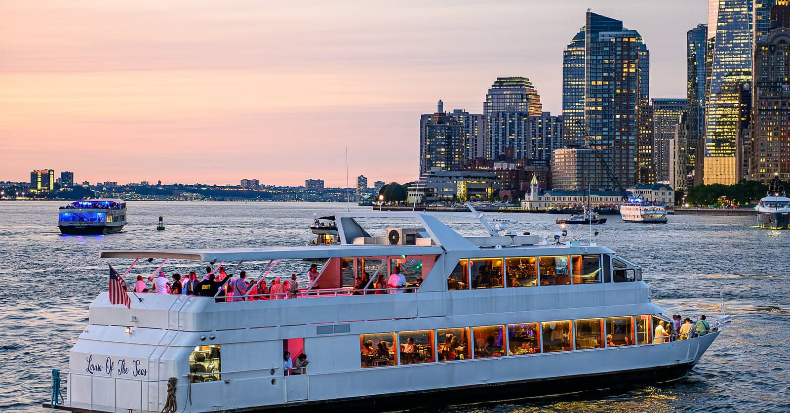 A private yacht set up for a wedding