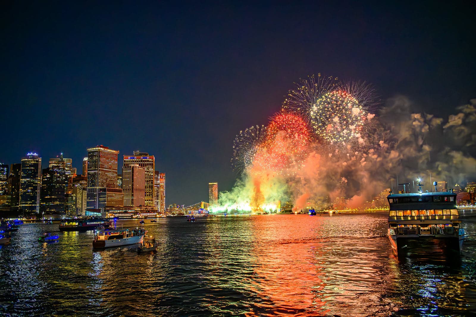 Fireworks over the New York skyline